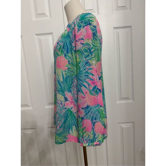 Lilly Pulitzer Small Elsa Silk Top Peony For Your Thoughts Blouse - Picture 2 of 6